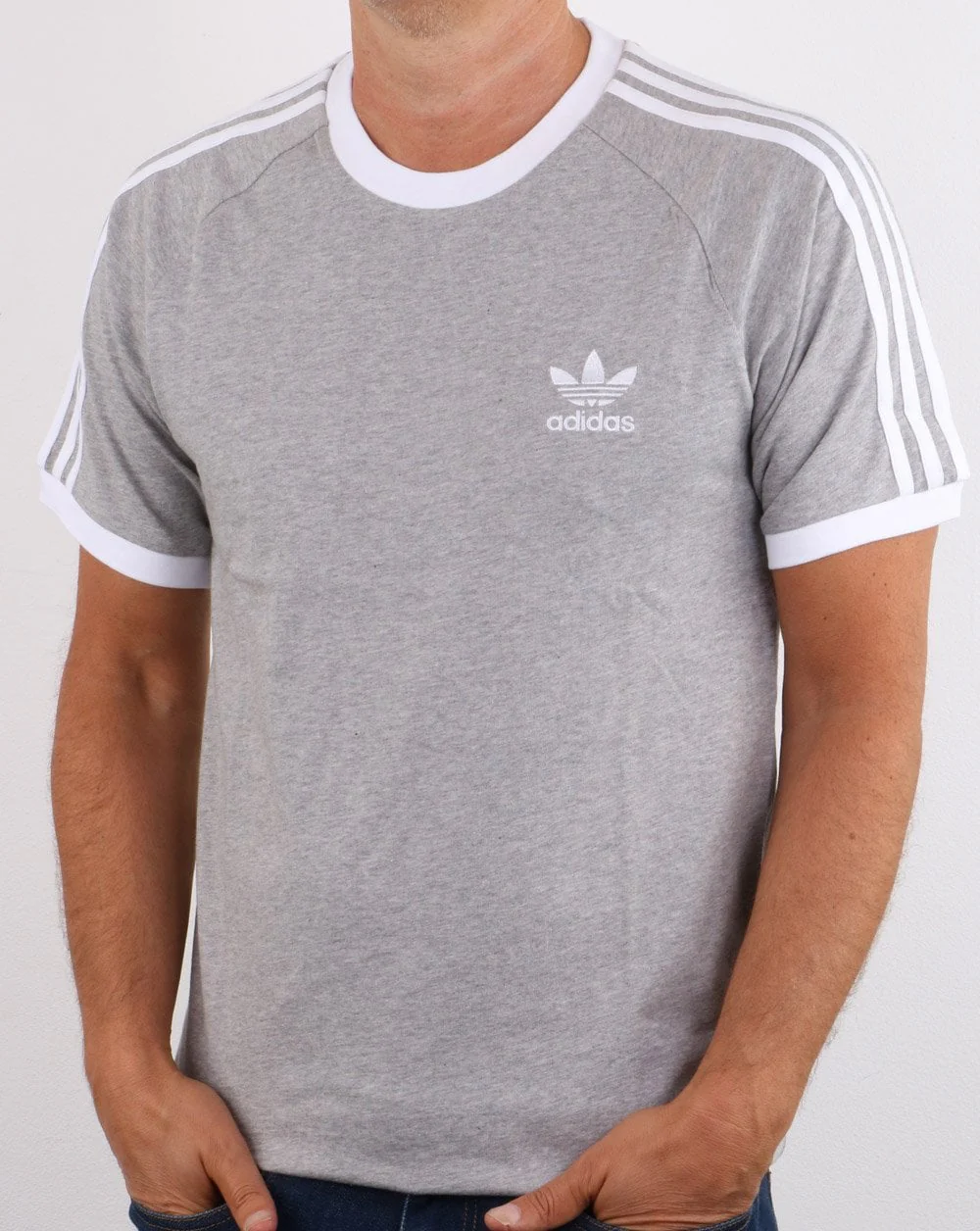 Adidas Originals 3 Stripes T Shirt Grey