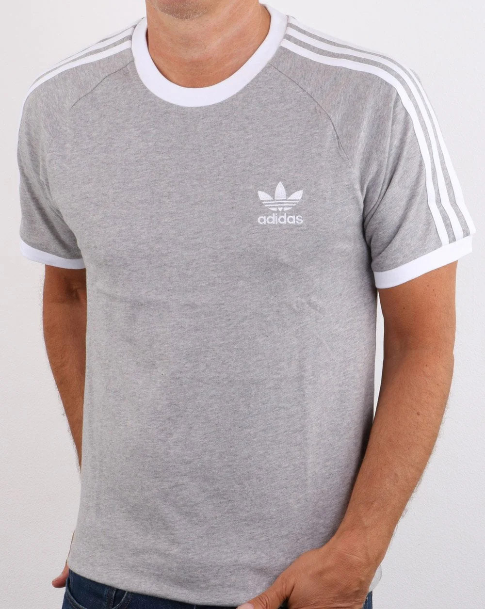 Adidas Originals 3 Stripes T Shirt Grey - Image 2