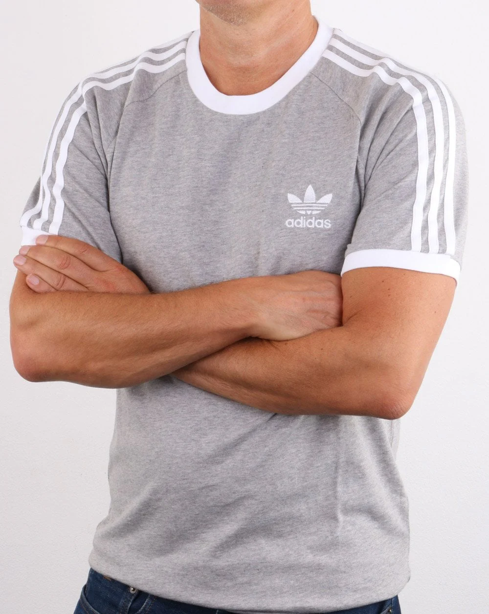 Adidas Originals 3 Stripes T Shirt Grey - Image 3