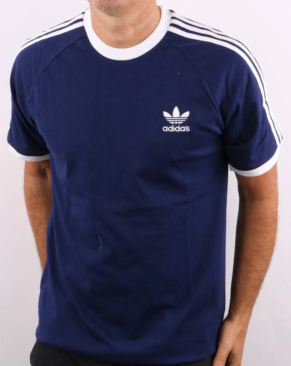 Adidas Originals 3 Stripes T Shirt Navy - Image 2