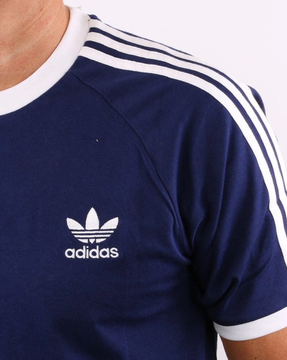 Adidas Originals 3 Stripes T Shirt Navy - Image 3