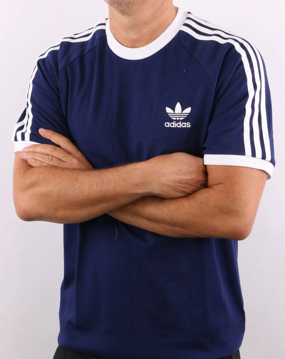 Adidas Originals 3 Stripes T Shirt Navy - Image 4