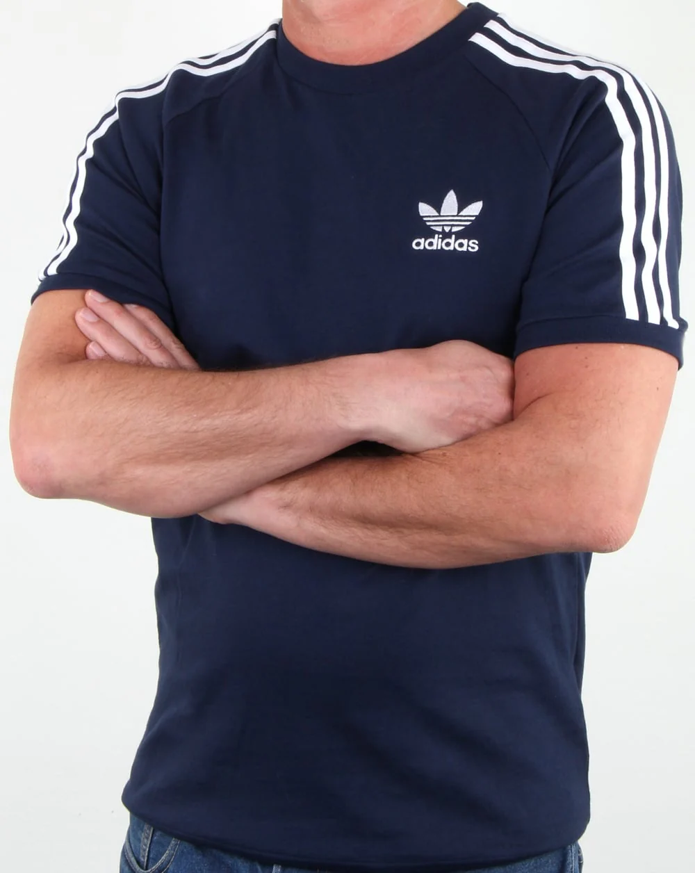 Adidas Originals 3 Stripes T Shirt Navy - Image 3