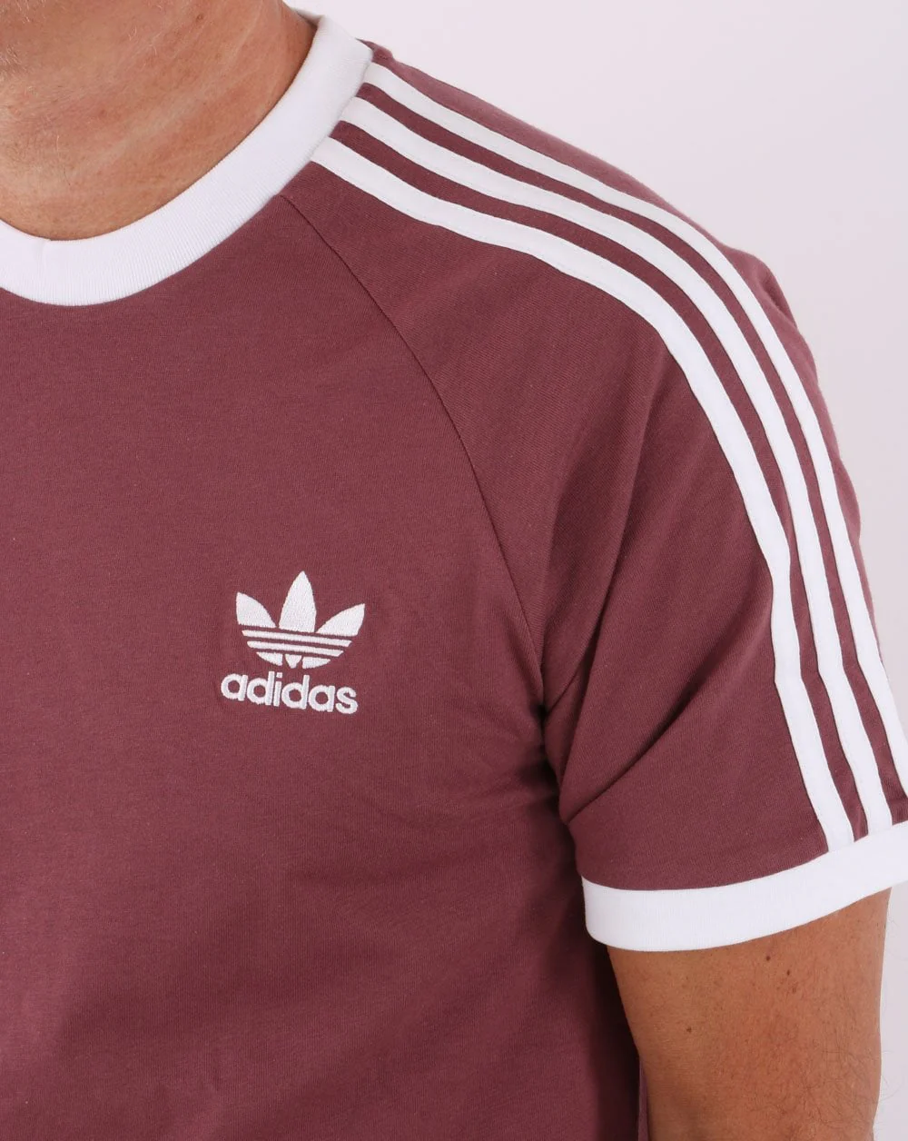Adidas Originals 3 Stripes T Shirt Quiet Crimson - Image 2