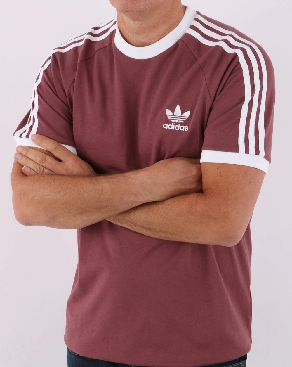 Adidas Originals 3 Stripes T Shirt Quiet Crimson - Image 3