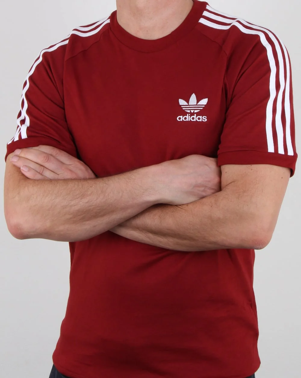 Adidas Originals 3 Stripes T Shirt Rust Red - Image 3