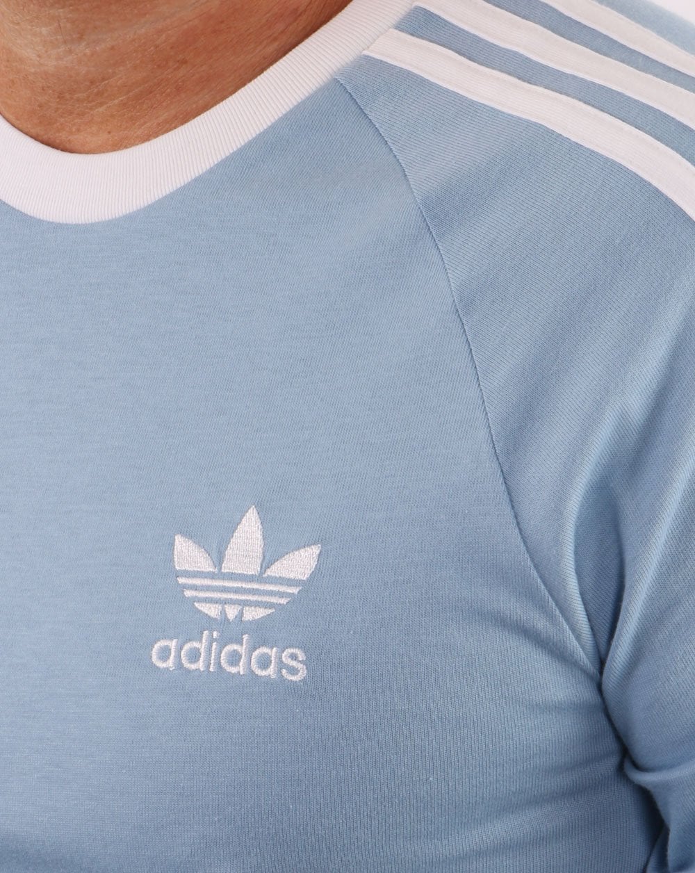 Adidas Originals 3 Stripes T Shirt Sky Blue - Image 2