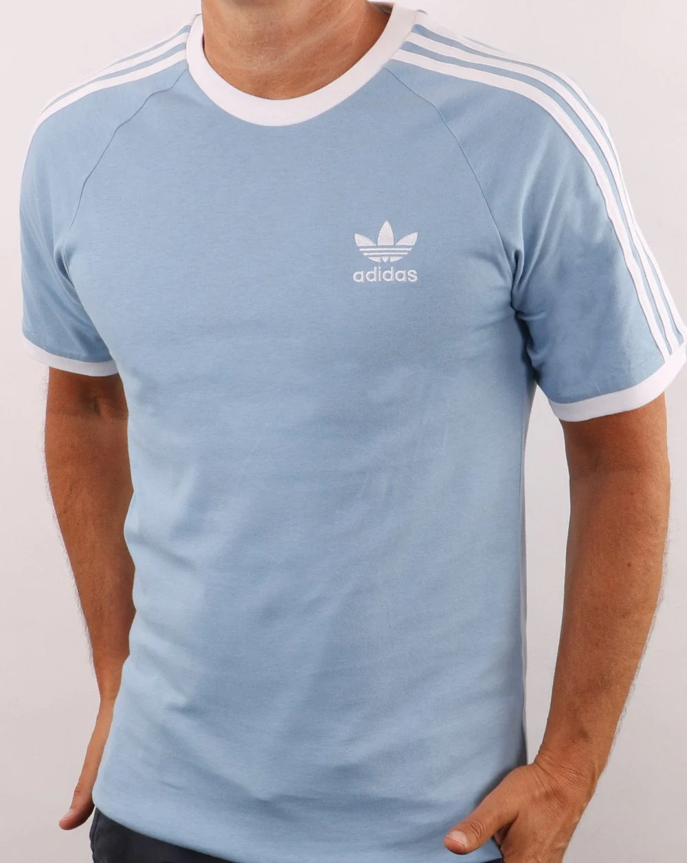 Adidas Originals 3 Stripes T Shirt Sky Blue - Image 3