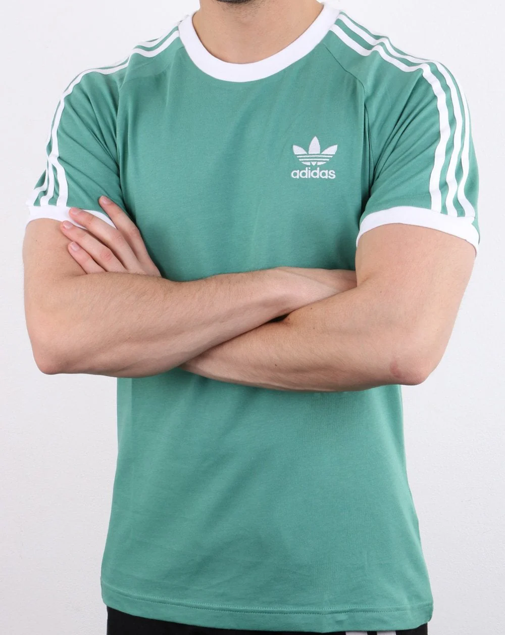 Adidas Originals 3 Stripes T Shirt Soft Green - Image 3