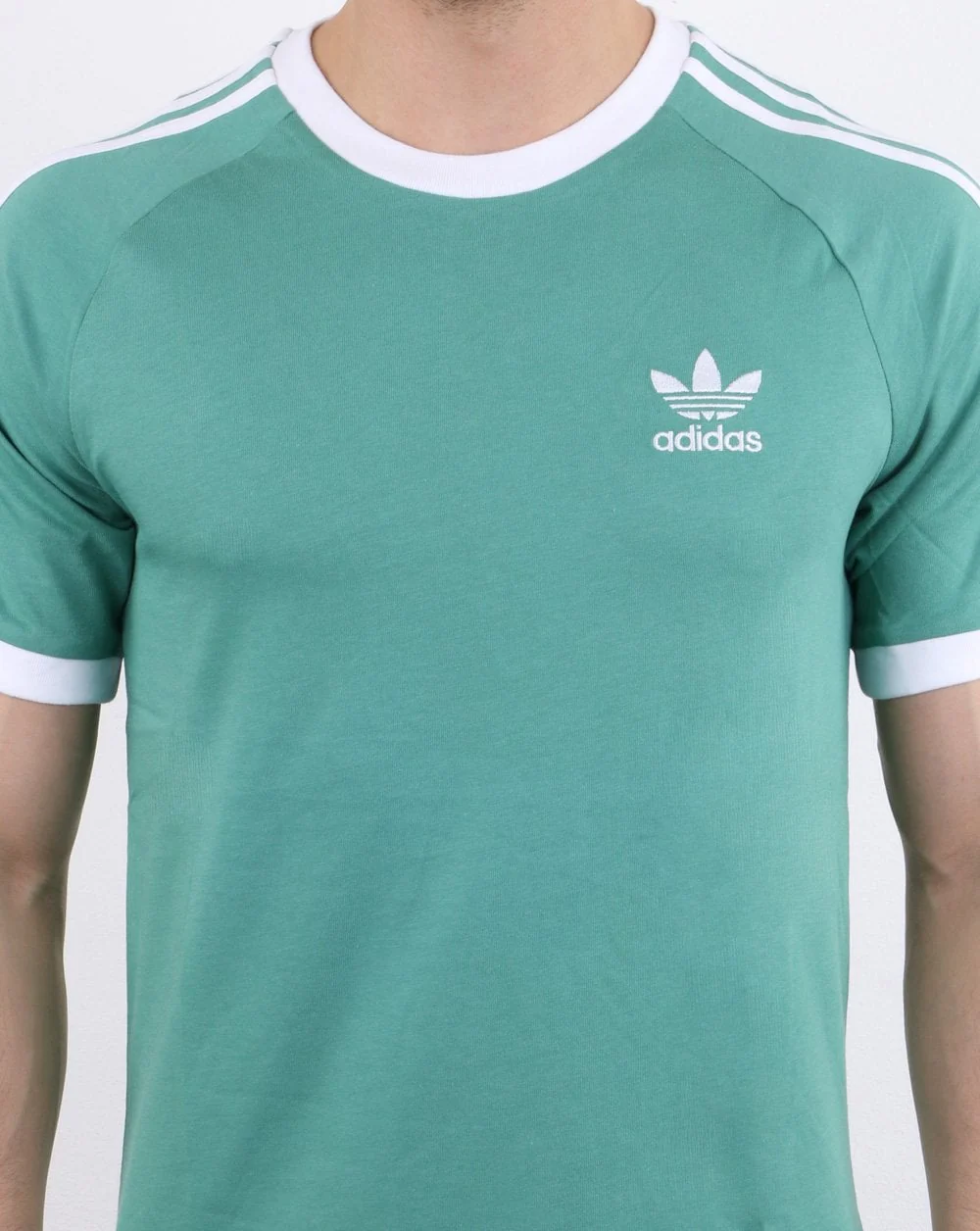 Adidas Originals 3 Stripes T Shirt Soft Green - Image 4