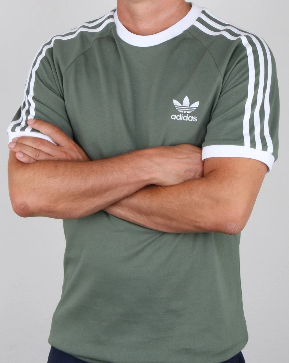 Adidas Originals 3 Stripes T Shirt Trace Green - Image 2
