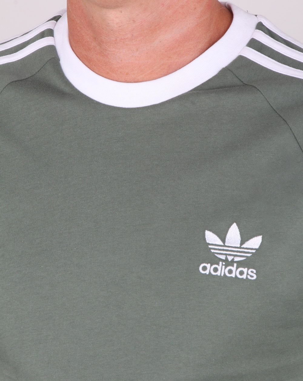 Adidas Originals 3 Stripes T Shirt Trace Green - Image 3
