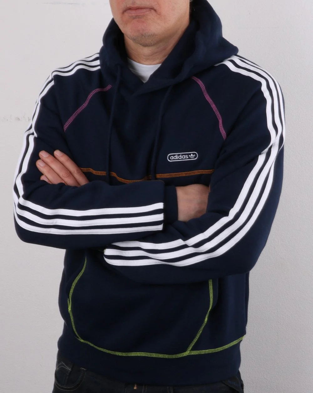 Adidas Originals Contrast Stitch Hoody Navy - Image 3