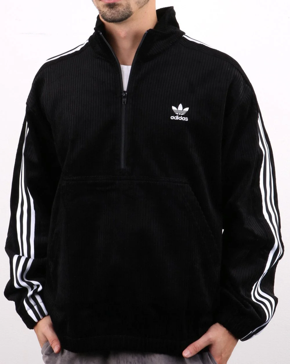 Adidas Originals Cord Half Zip Top Black