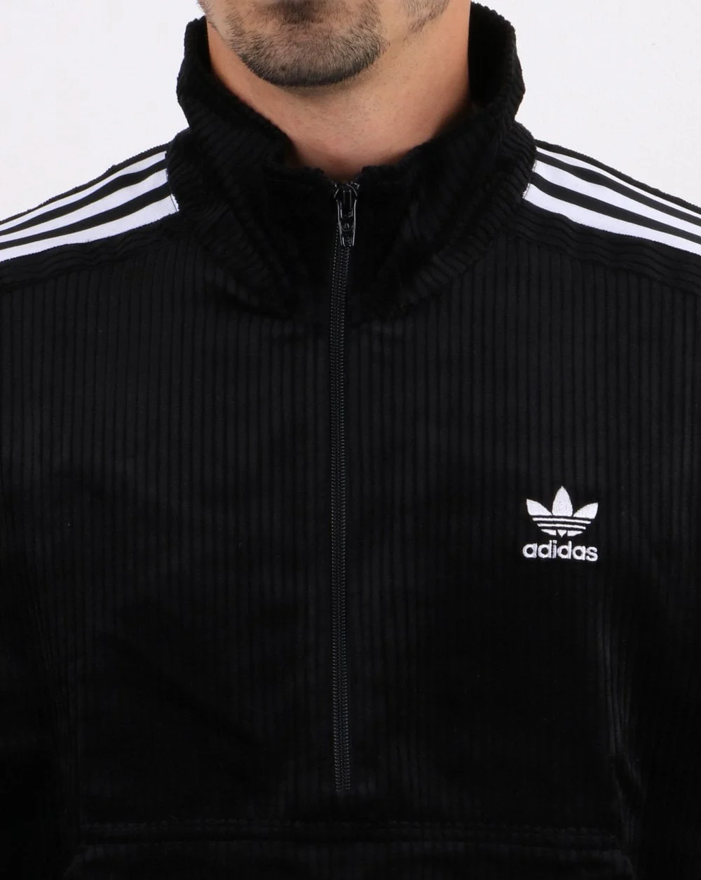 Adidas Originals Cord Half Zip Top Black - Image 3