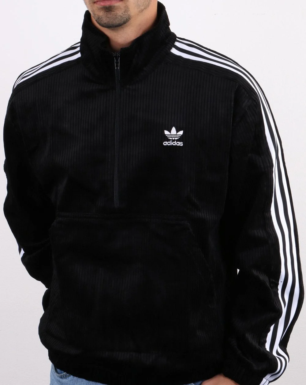 Adidas Originals Cord Half Zip Top Black - Image 4