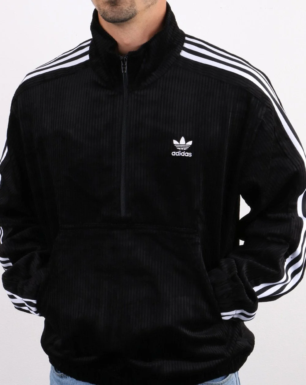 Adidas Originals Cord Half Zip Top Black - Image 5