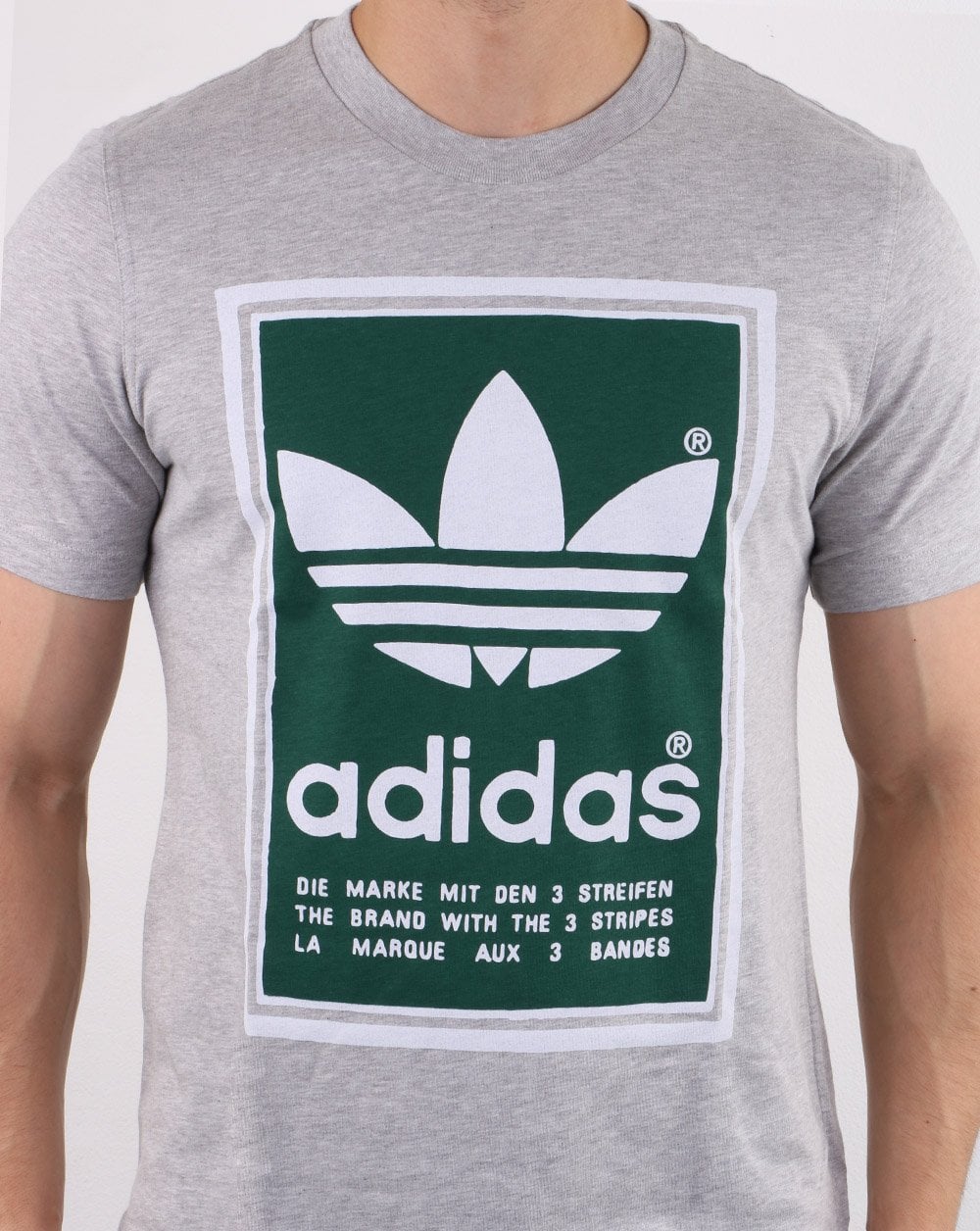 Adidas Originals Filled Label T Shirt Med Grey Heather/green - Image 3