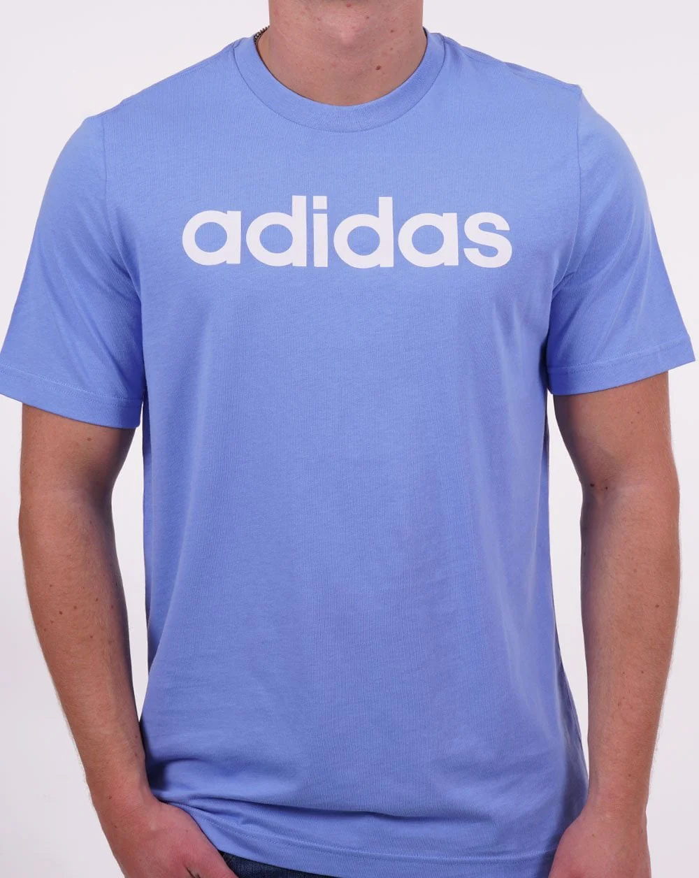 Adidas Originals Linear Logo T Shirt Blue - Image 2