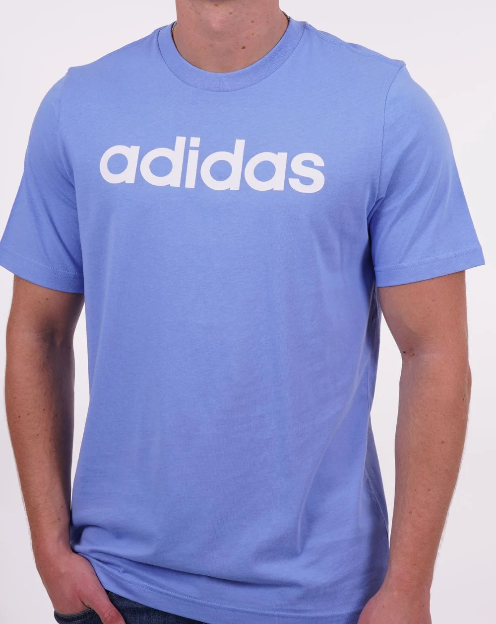 Adidas Originals Linear Logo T Shirt Blue - Image 3