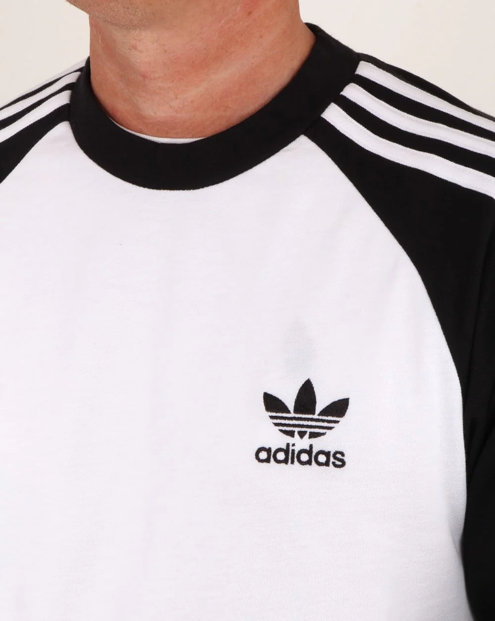 Adidas Originals Long Sleeve 3 Stripes T Shirt White/Black - Image 2