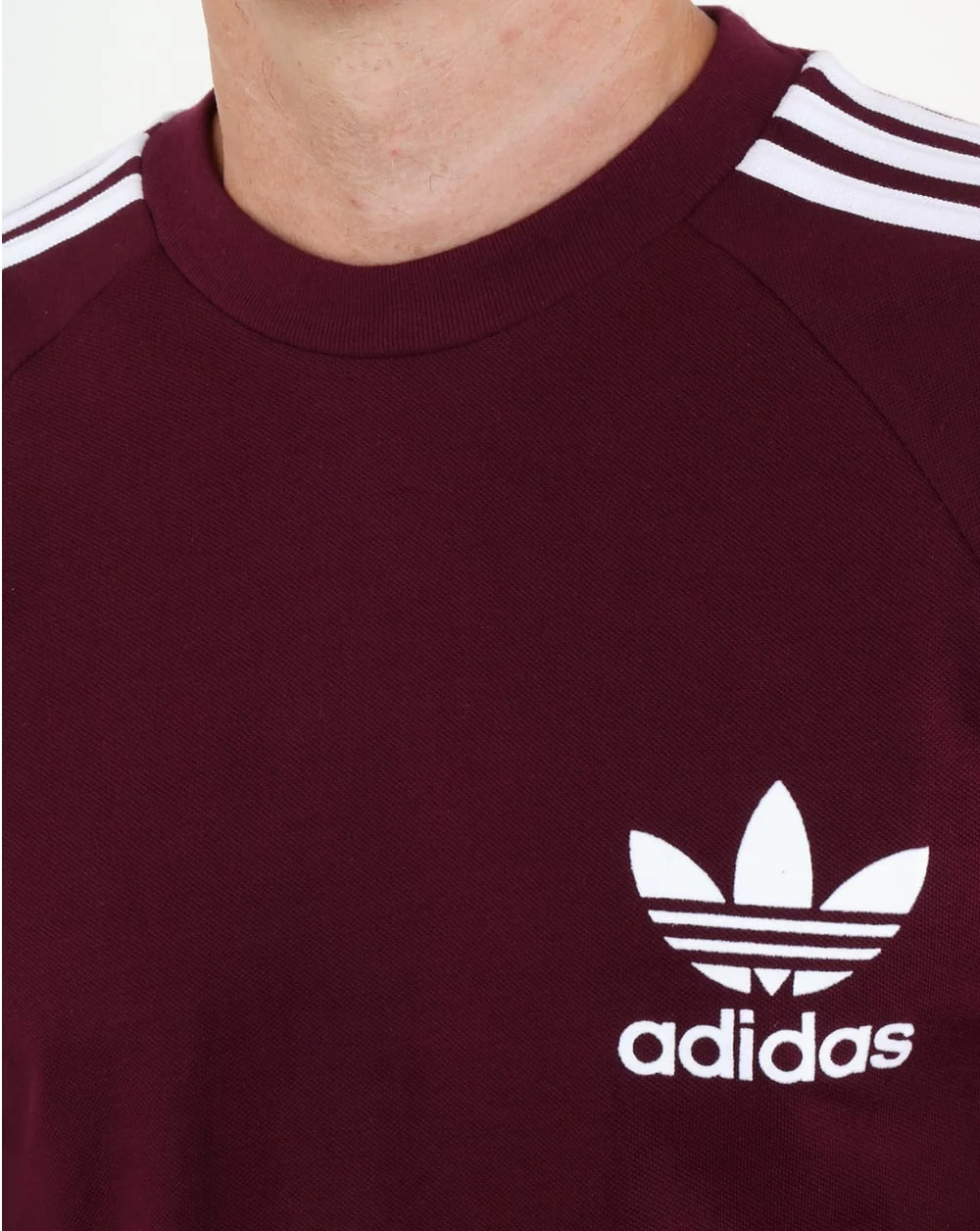 Adidas Originals Long Sleeve Pique T Shirt Maroon - Image 2
