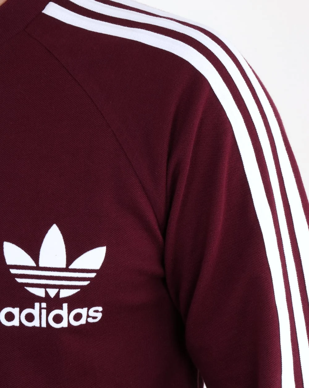 Adidas Originals Long Sleeve Pique T Shirt Maroon - Image 4