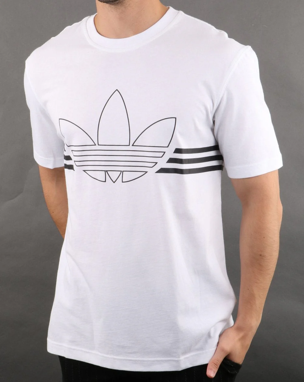 Adidas Originals Outline Trefoil T Shirt White - Image 2