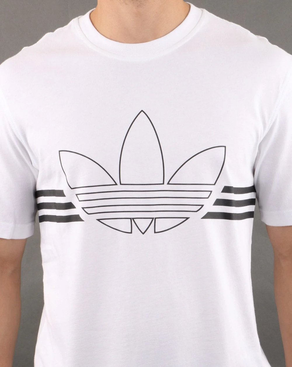 Adidas Originals Outline Trefoil T Shirt White - Image 3