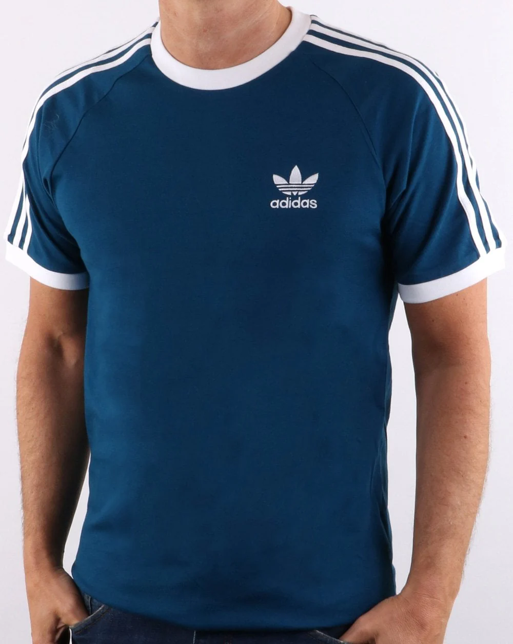 Adidas Originals Retro 3 Stripes T Shirt Deep Blue