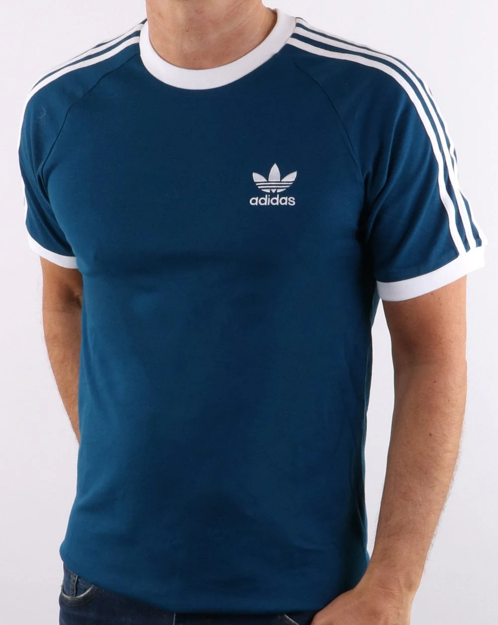 Adidas Originals Retro 3 Stripes T Shirt Deep Blue - Image 2