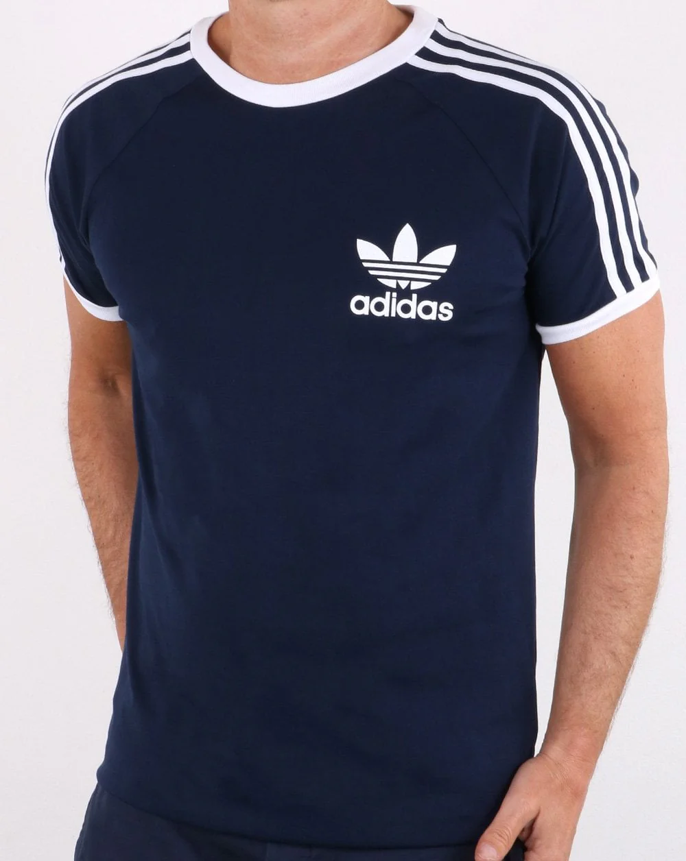Adidas Originals Retro 3 Stripes T-shirt Navy - Image 2