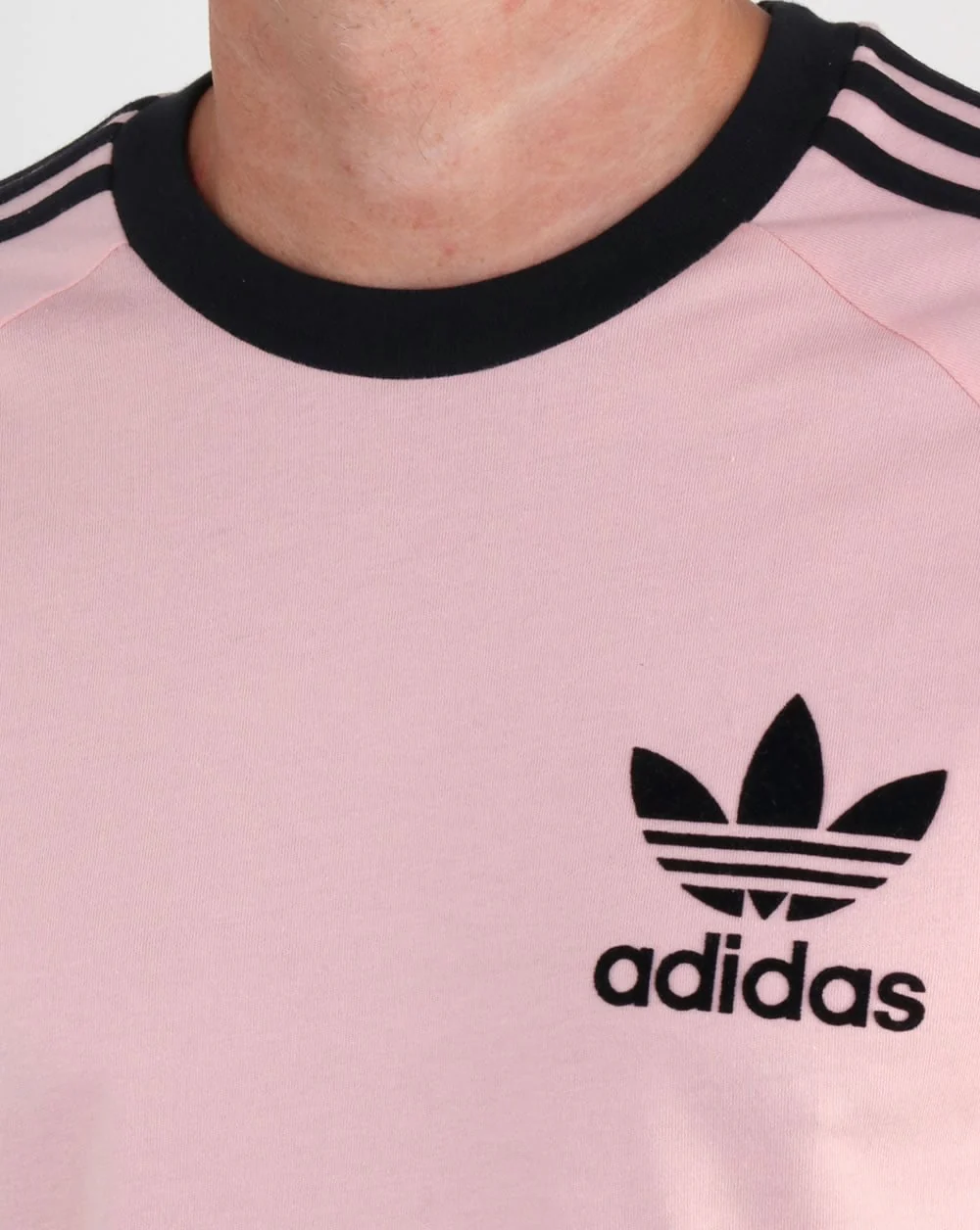 Adidas Originals Retro 3 Stripes T Shirt Pink/Black - Image 2