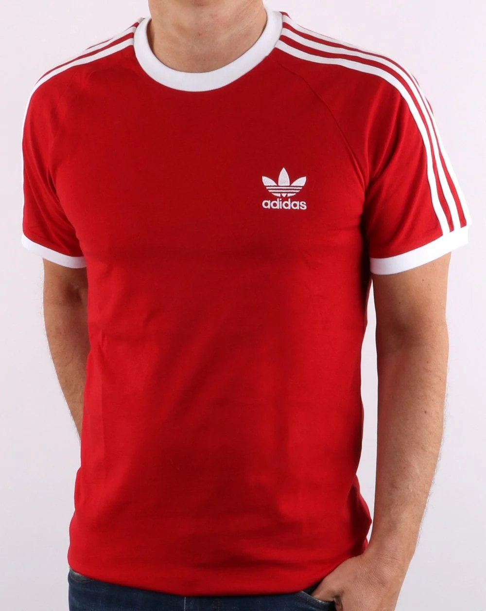 Adidas Originals Retro 3 Stripes T Shirt Red - Image 2