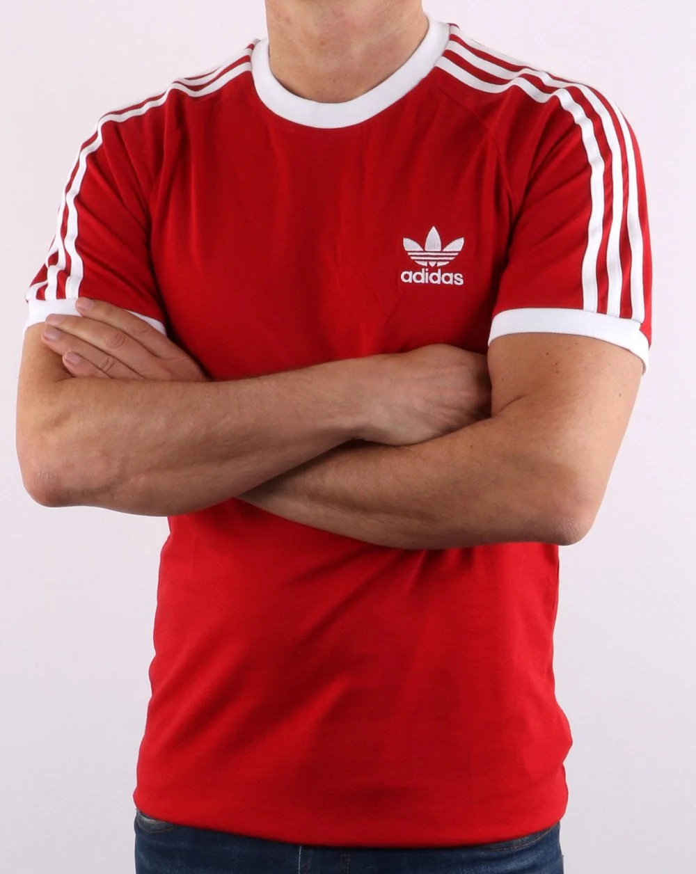 Adidas Originals Retro 3 Stripes T Shirt Red - Image 3