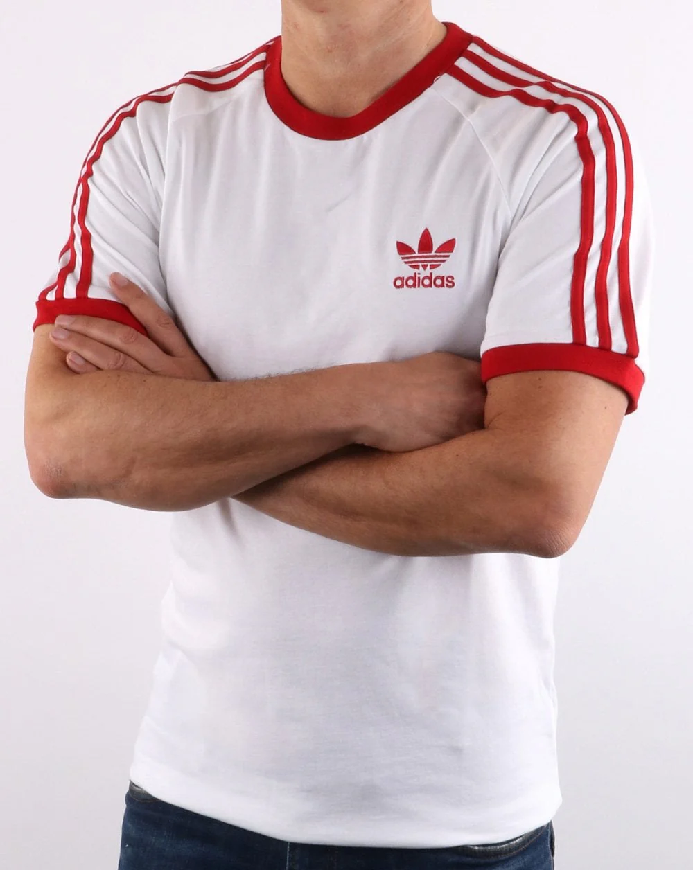 Adidas Originals Retro 3 Stripes T Shirt White/ Red - Image 3