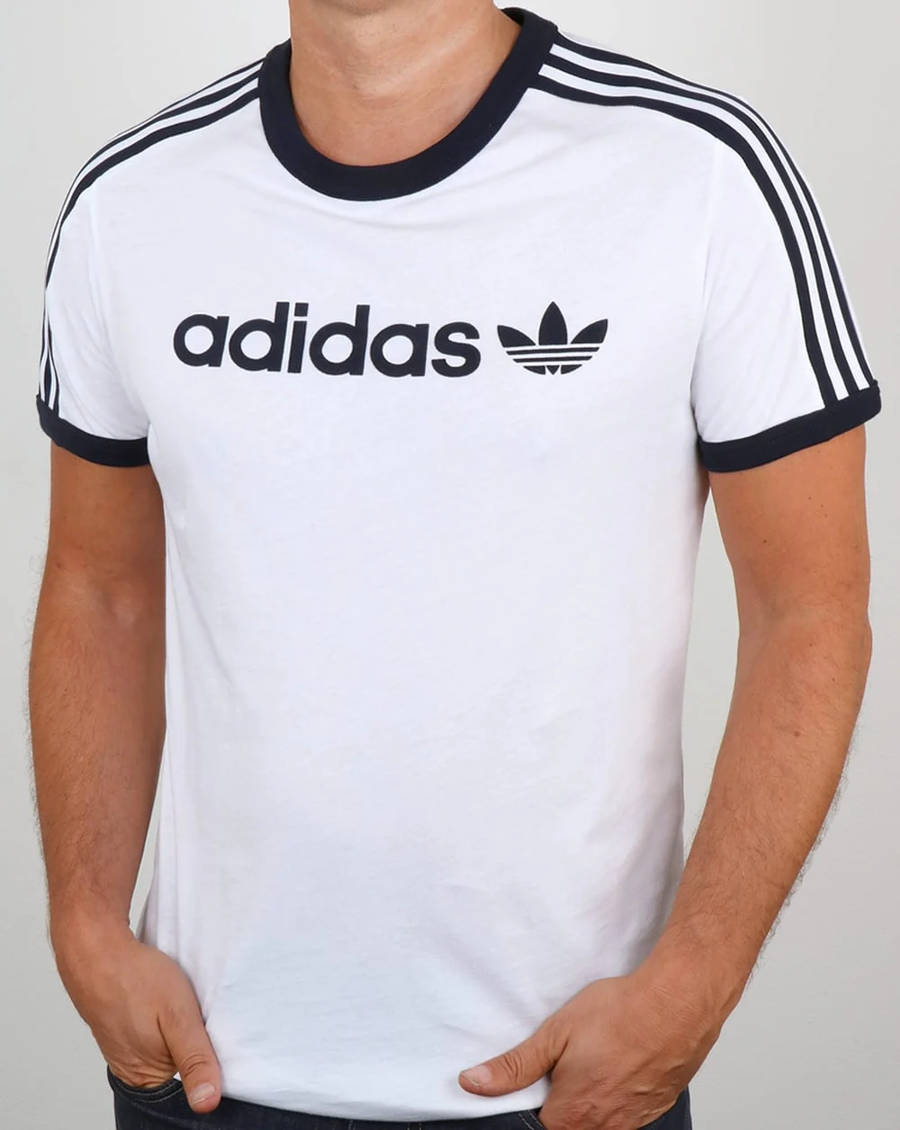 Adidas Originals Ringer Linear T Shirt White/Navy