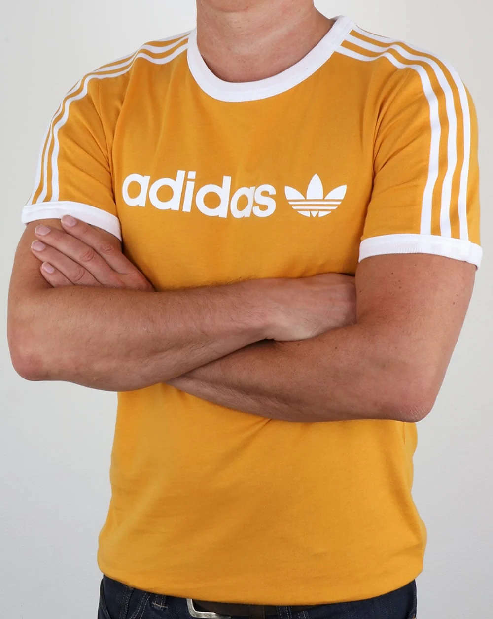 Adidas Originals Ringer Linear T Shirt Yellow Gold - Image 4