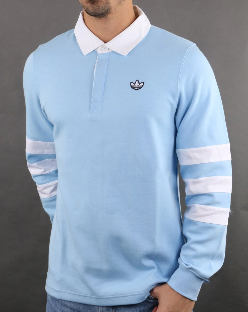 Adidas Originals Rugby Shirt Sky-White - Image 3