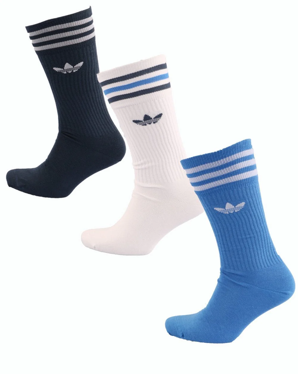 Adidas Originals Solid Crew Sock 3 Pack White/blue/navy - Image 2