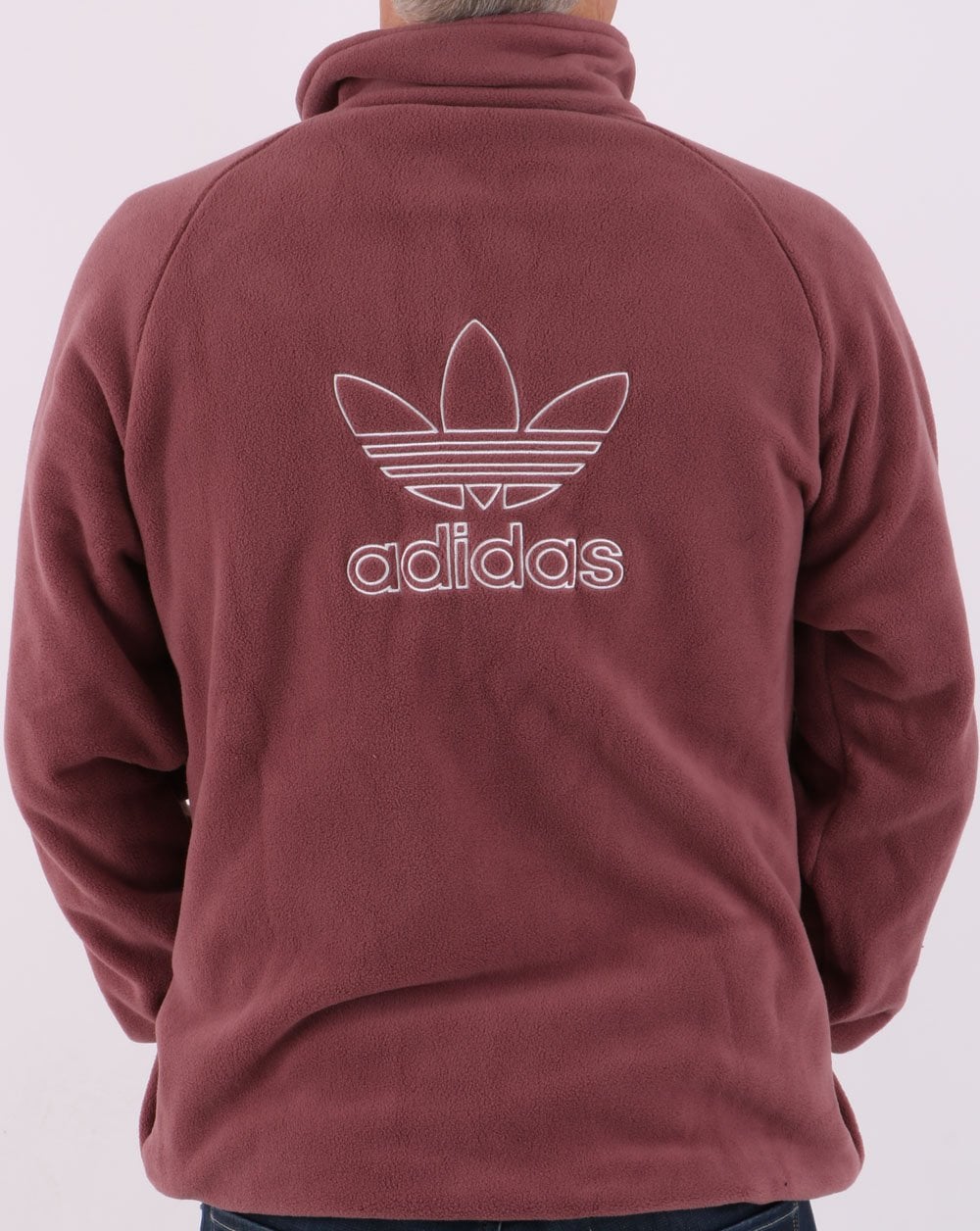 Adidas Originals Trefoil Half Zip Fleece Quiet Crimson - Image 3
