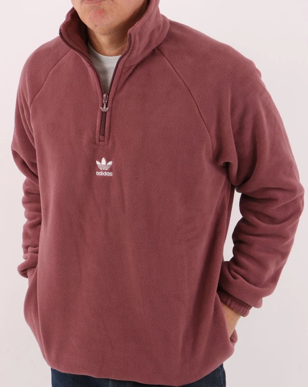 Adidas Originals Trefoil Half Zip Fleece Quiet Crimson - Image 4