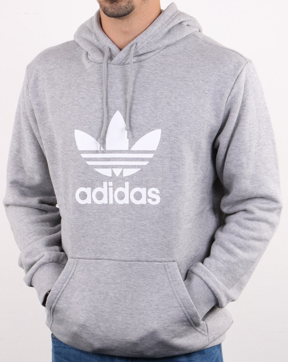 Adidas Originals Trefoil Hoodie Med Grey Heather - Image 3
