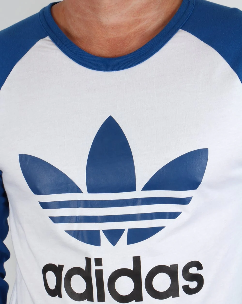 Adidas Originals Trefoil Long Sleeve Raglan T-shirt White/Royal - Image 2
