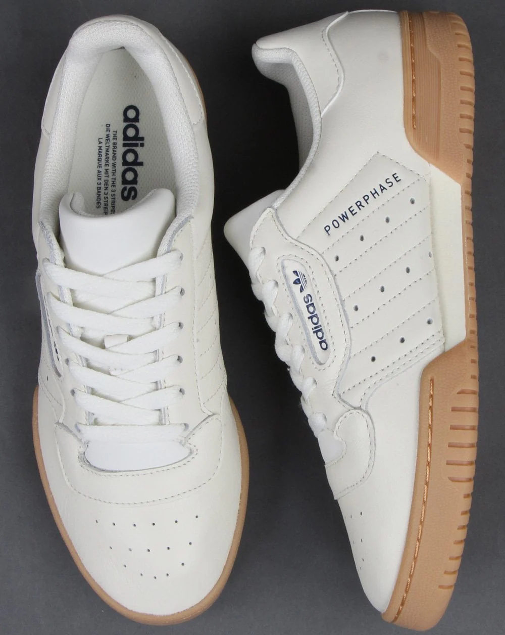 Adidas Powerphase Trainers Off White/Dark Blue - Image 2