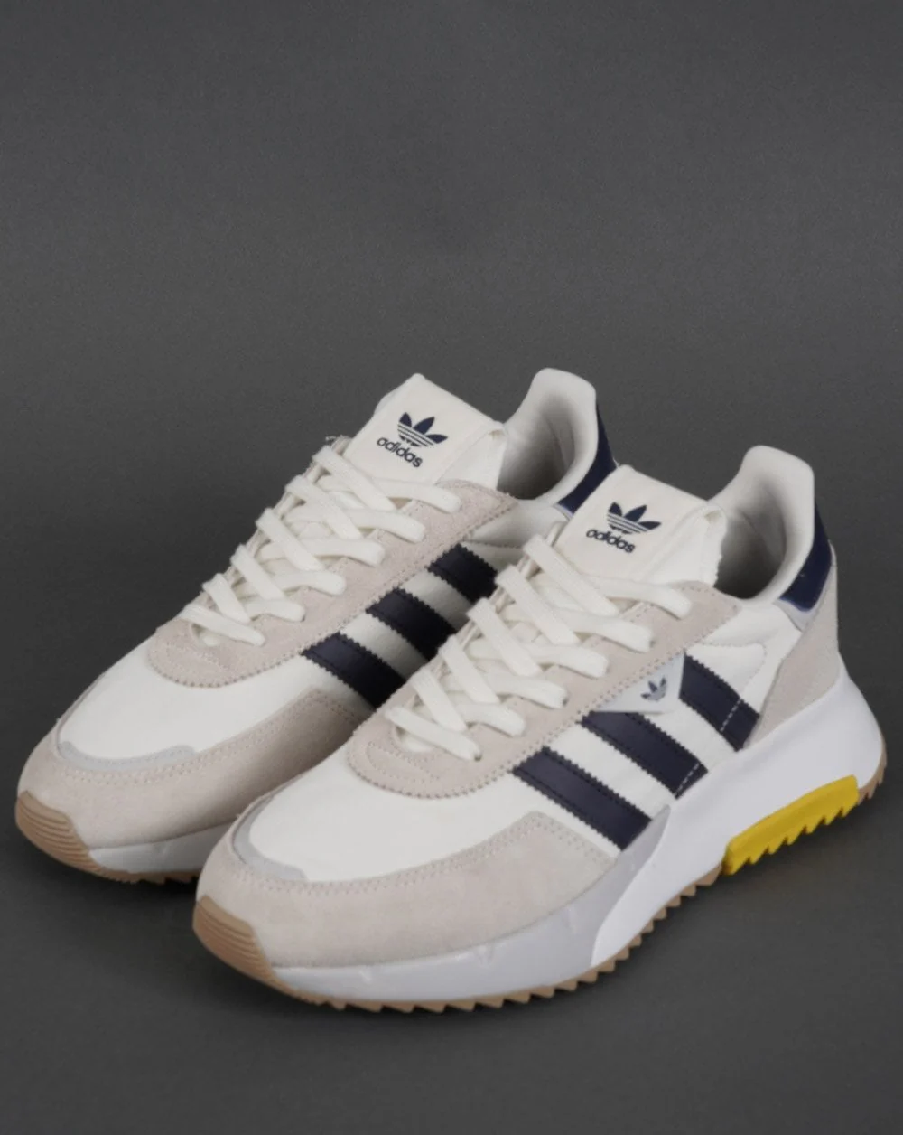 Adidas Retropy F2 Trainers Off White/Navy/Yellow - Image 3