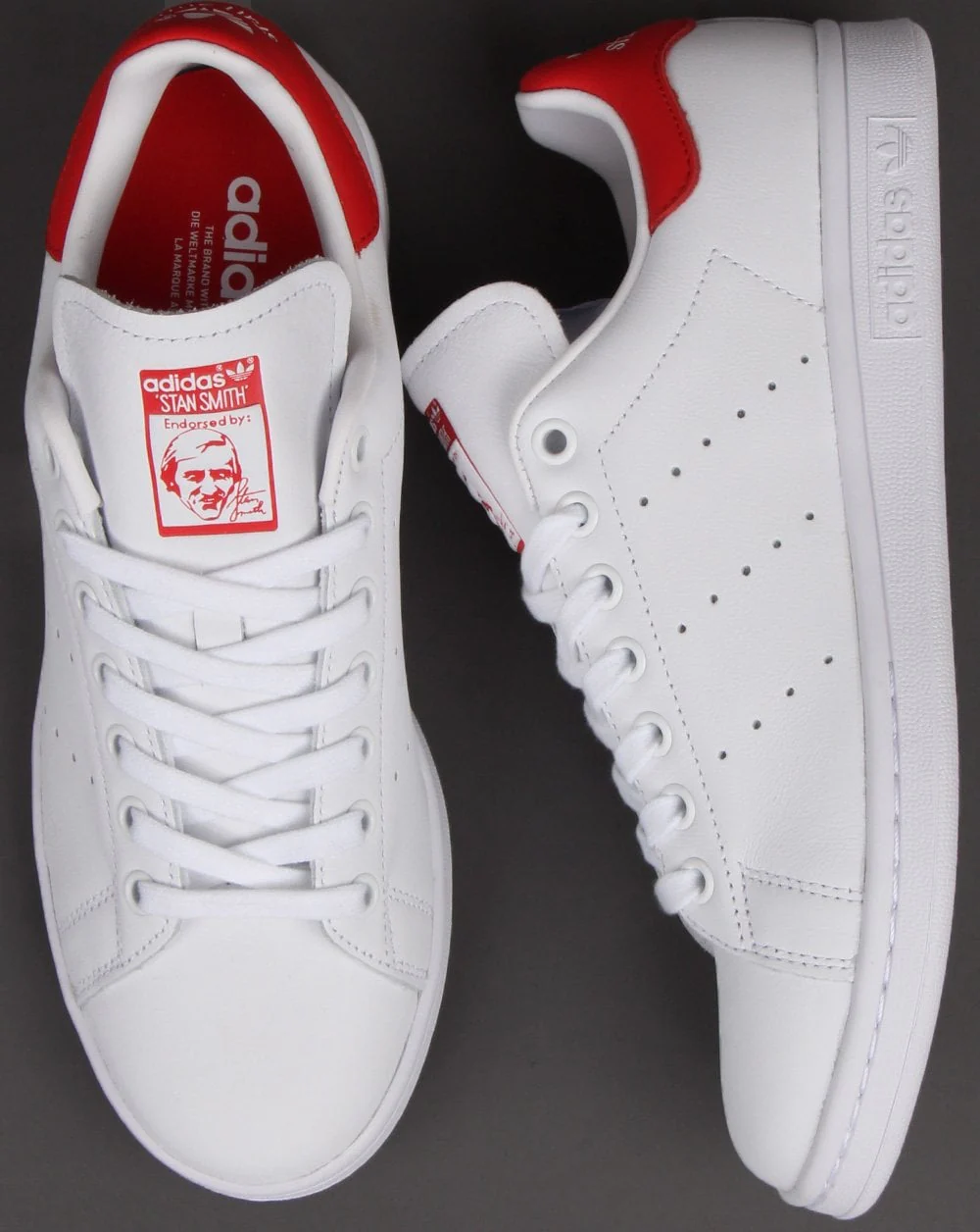 Adidas Stan Smith Trainers White/Red - Image 2