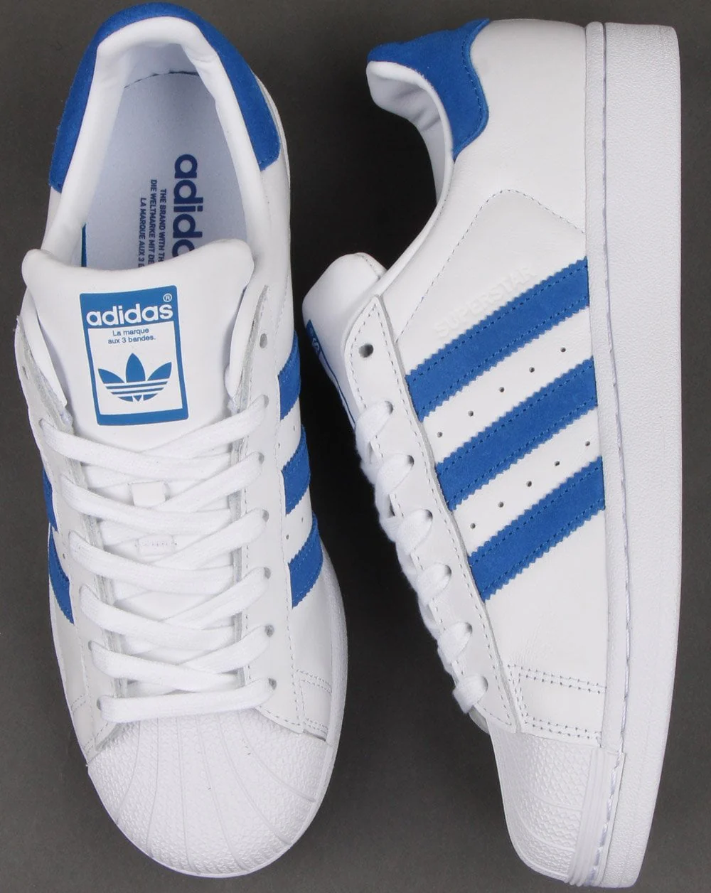 Adidas Superstar Trainers White/Blue - Image 2