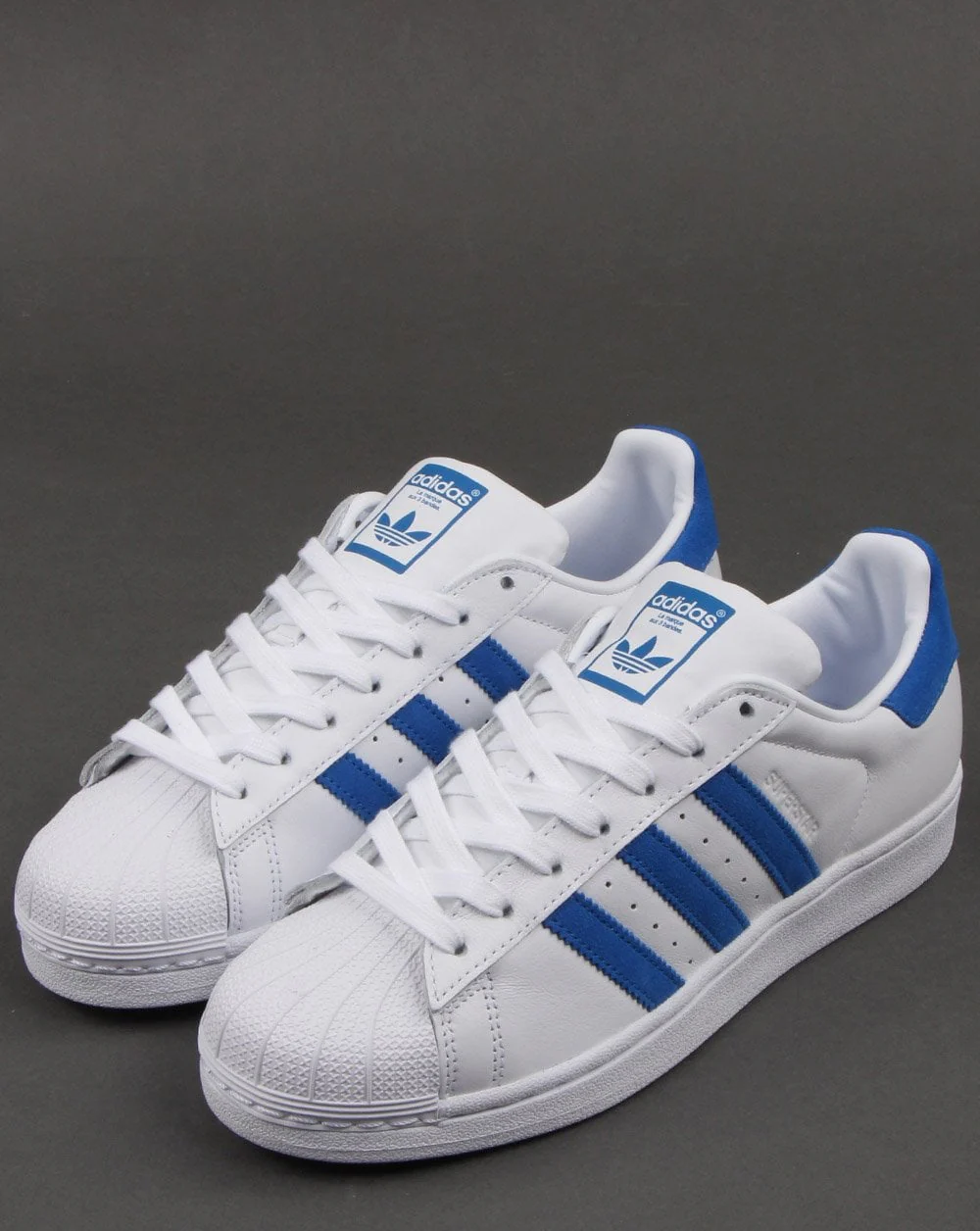 Adidas Superstar Trainers White/Blue - Image 3