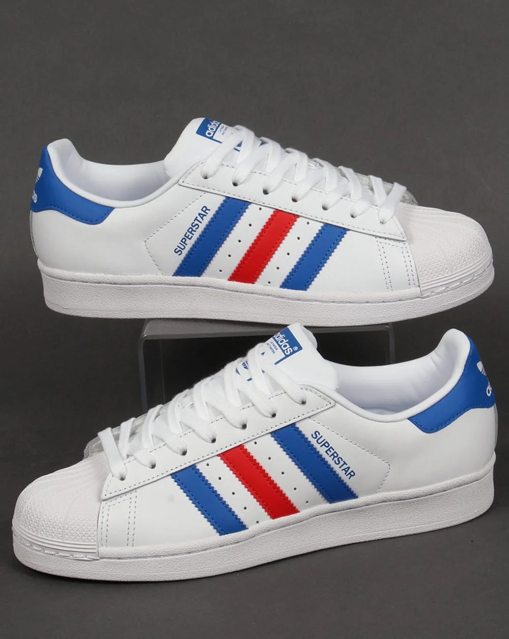 Adidas Superstar Trainers White/Blue/Red